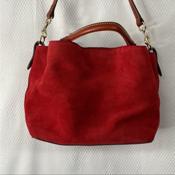 NWOT Dooney & Bourke Small Brenna Satchel in Red Suede - Picture 7 of 14
